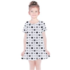 kitten head paw footprint seamless pattern 1 Kids  Simple Cotton Dress