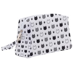 kitten head paw footprint seamless pattern 1 Wristlet Pouch Bag (Large)