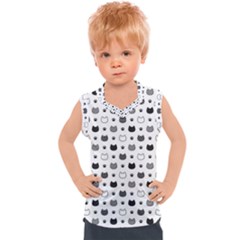 kitten head paw footprint seamless pattern 1 Kids  Sport Tank Top