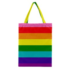 Original 8 Stripes Lgbt Pride Rainbow Flag Classic Tote Bag by yoursparklingshop