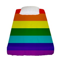 Original 8 Stripes Lgbt Pride Rainbow Flag Fitted Sheet (single Size) by yoursparklingshop