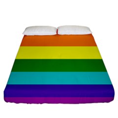 Original 8 Stripes Lgbt Pride Rainbow Flag Fitted Sheet (king Size) by yoursparklingshop