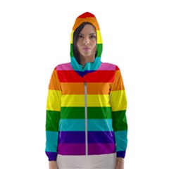 Original 8 Stripes Lgbt Pride Rainbow Flag Women s Hooded Windbreaker by yoursparklingshop