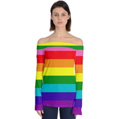 Original 8 Stripes Lgbt Pride Rainbow Flag Off Shoulder Long Sleeve Top by yoursparklingshop