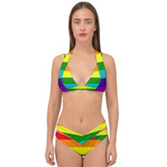 Original 8 Stripes Lgbt Pride Rainbow Flag Double Strap Halter Bikini Set by yoursparklingshop