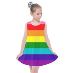 Original 8 Stripes Lgbt Pride Rainbow Flag Kids  Summer Dress by yoursparklingshop