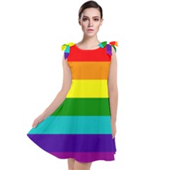 Original 8 Stripes Lgbt Pride Rainbow Flag Tie Up Tunic Dress by yoursparklingshop