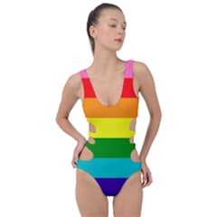 Original 8 Stripes Lgbt Pride Rainbow Flag Side Cut Out Swimsuit by yoursparklingshop