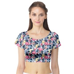 Beautiful floral pattern Short Sleeve Crop Top