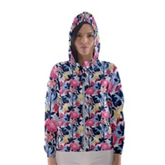 Beautiful floral pattern Women s Hooded Windbreaker