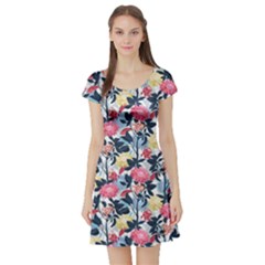 Beautiful floral pattern Short Sleeve Skater Dress