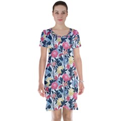 Beautiful floral pattern Short Sleeve Nightdress