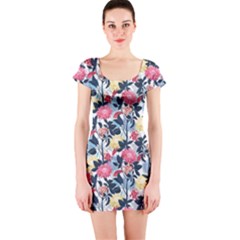 Beautiful floral pattern Short Sleeve Bodycon Dress