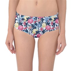 Beautiful floral pattern Mid-Waist Bikini Bottoms