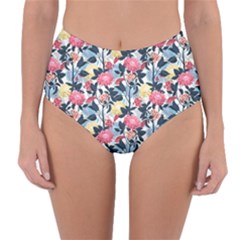 Beautiful floral pattern Reversible High-Waist Bikini Bottoms