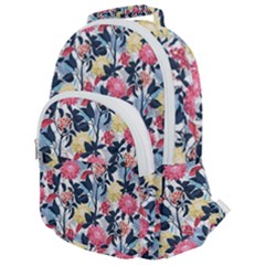 Beautiful floral pattern Rounded Multi Pocket Backpack