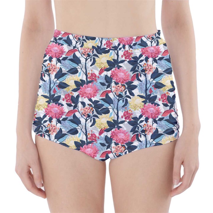 Beautiful floral pattern High-Waisted Bikini Bottoms