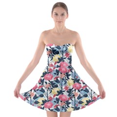 Beautiful floral pattern Strapless Bra Top Dress