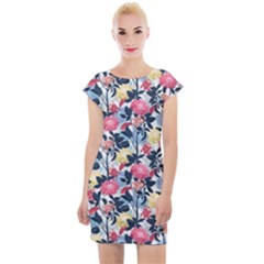 Beautiful floral pattern Cap Sleeve Bodycon Dress