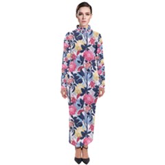 Beautiful floral pattern Turtleneck Maxi Dress
