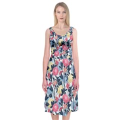 Beautiful floral pattern Midi Sleeveless Dress