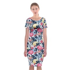 Beautiful floral pattern Classic Short Sleeve Midi Dress