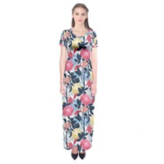 Beautiful floral pattern Short Sleeve Maxi Dress