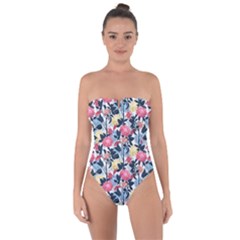 Beautiful floral pattern Tie Back One Piece Swimsuit