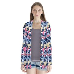 Beautiful floral pattern Drape Collar Cardigan