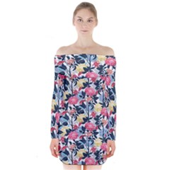 Beautiful floral pattern Long Sleeve Off Shoulder Dress