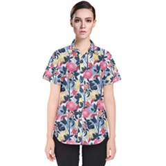 Beautiful Floral Pattern Women s Short Sleeve Shirt