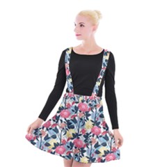 Beautiful floral pattern Suspender Skater Skirt