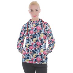 Beautiful floral pattern Women s Hooded Pullover