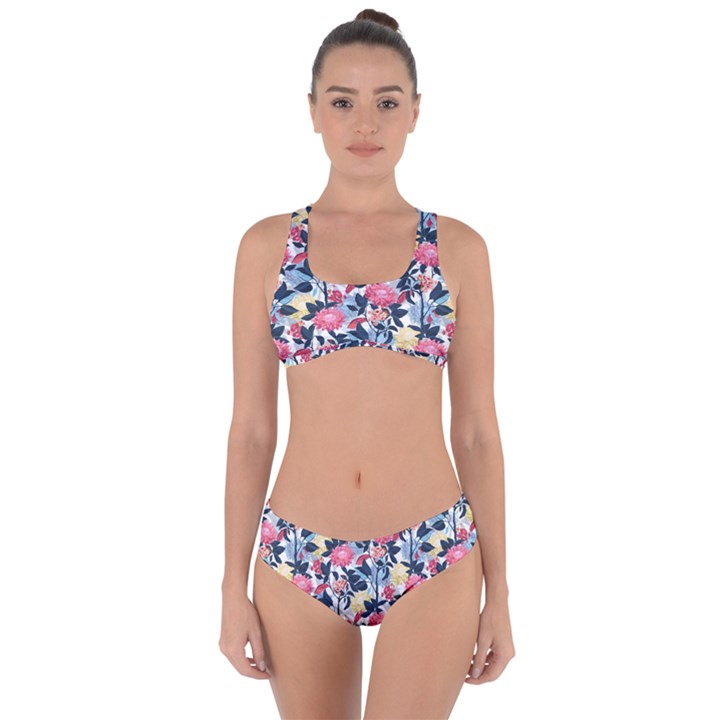 Beautiful floral pattern Criss Cross Bikini Set