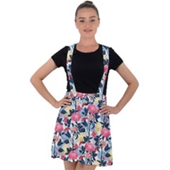 Beautiful floral pattern Velvet Suspender Skater Skirt