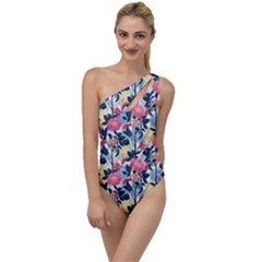 Beautiful Floral Pattern To One Side Swimsuit