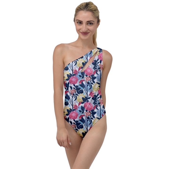 Beautiful floral pattern To One Side Swimsuit