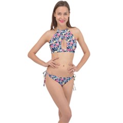 Beautiful floral pattern Cross Front Halter Bikini Set