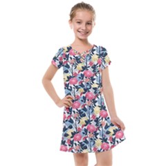 Beautiful floral pattern Kids  Cross Web Dress