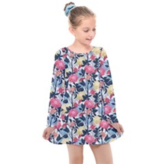 Beautiful floral pattern Kids  Long Sleeve Dress