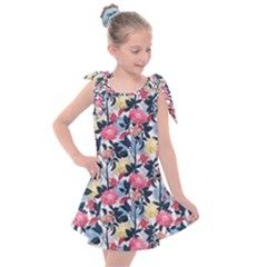 Beautiful Floral Pattern Kids  Tie Up Tunic Dress