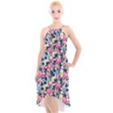 Beautiful floral pattern High-Low Halter Chiffon Dress  View1