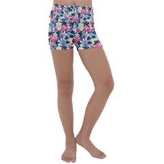 Beautiful floral pattern Kids  Lightweight Velour Yoga Shorts