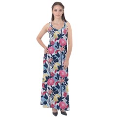 Beautiful floral pattern Sleeveless Velour Maxi Dress