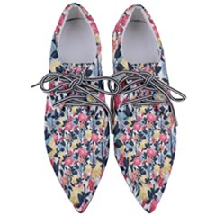 Beautiful Floral Pattern Pointed Oxford Shoes