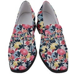 Beautiful floral pattern Women s Chunky Heel Loafers