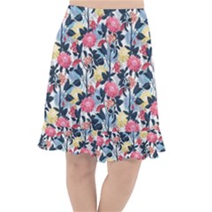 Beautiful Floral Pattern Fishtail Chiffon Skirt