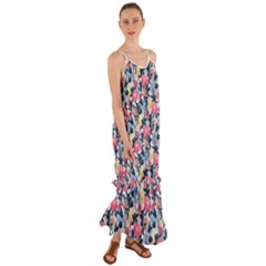 Beautiful floral pattern Cami Maxi Ruffle Chiffon Dress