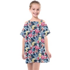 Beautiful floral pattern Kids  One Piece Chiffon Dress