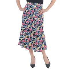 Beautiful floral pattern Midi Mermaid Skirt